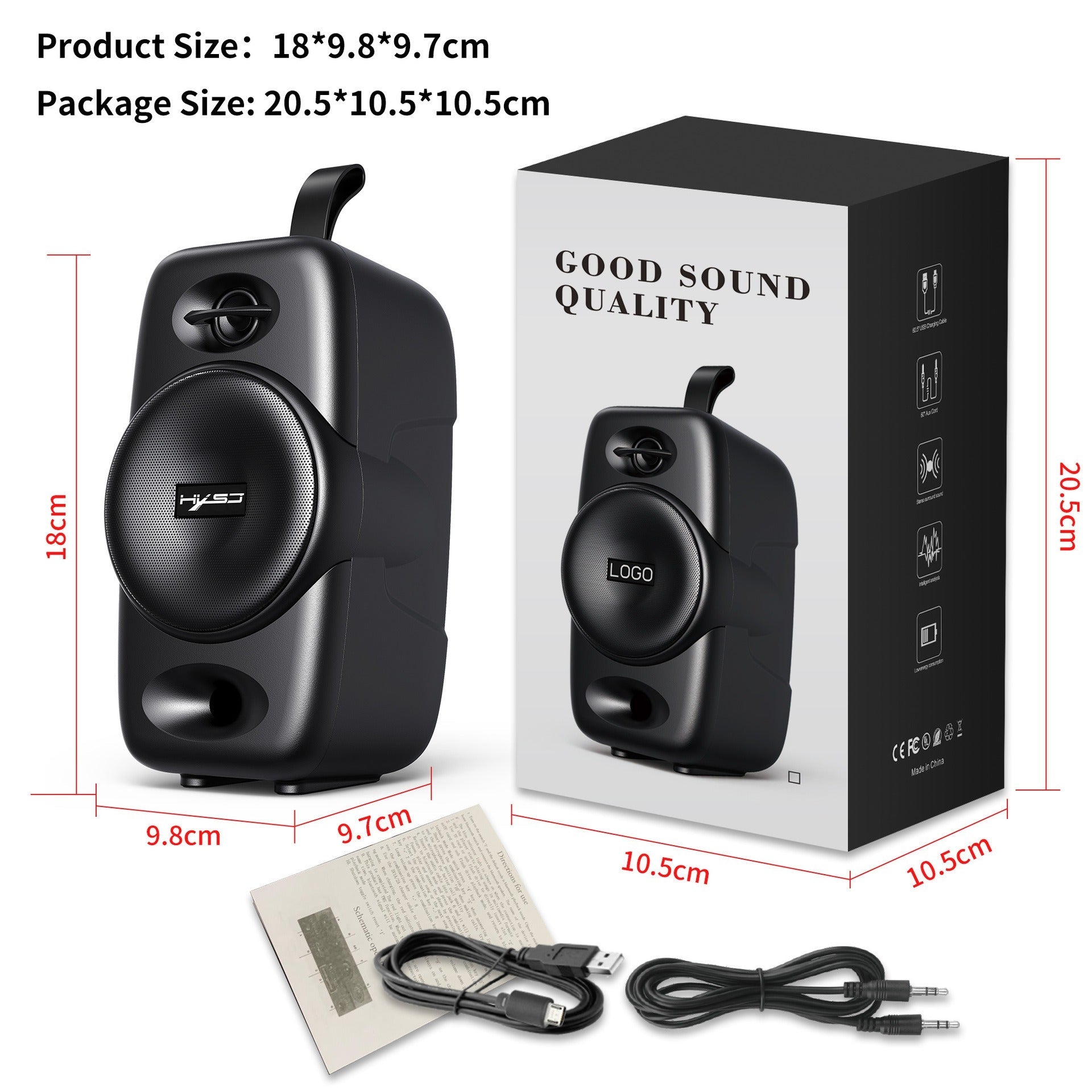 HXSJ R2088 Bluetooth 5.0 Speaker, 10W Portable Wireless Speaker w/ TWS, 2000mAh Battery eprolo