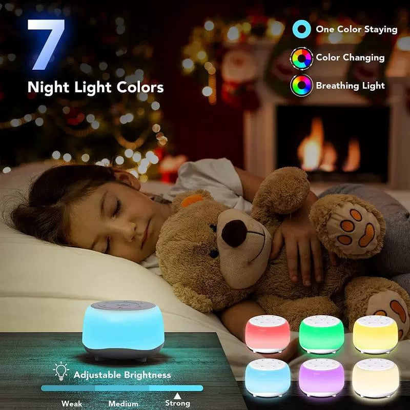 MBZ203 Baby Sleep Soother Speaker: 34 Sounds 7-Color Night Light Timer Portable eprolo