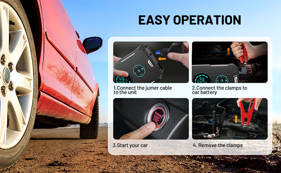 YS03 Portable Jump Starter & Air Pump All-in-One Car Tire Inflator Emergency Power eprolo