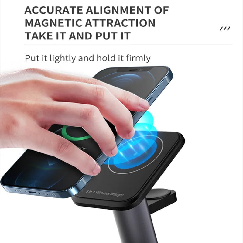 W68 15W 3-in-1 Magnetic Wireless Charger for iPhones, AirPods & Apple Watches eprolo