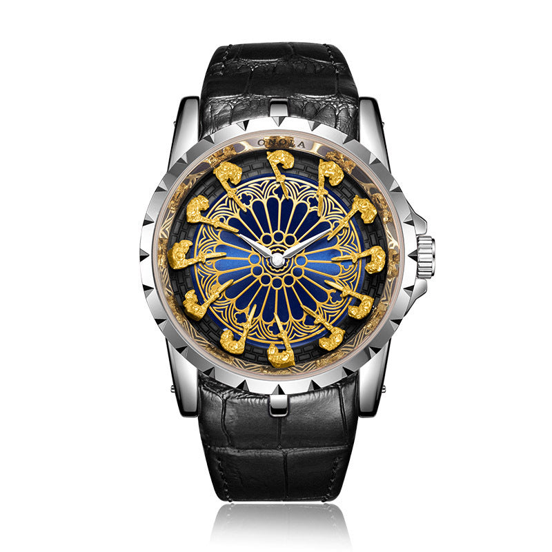 Luxury Knights Round Table Quartz Watch Men's Leather Strap Waterproof eprolo