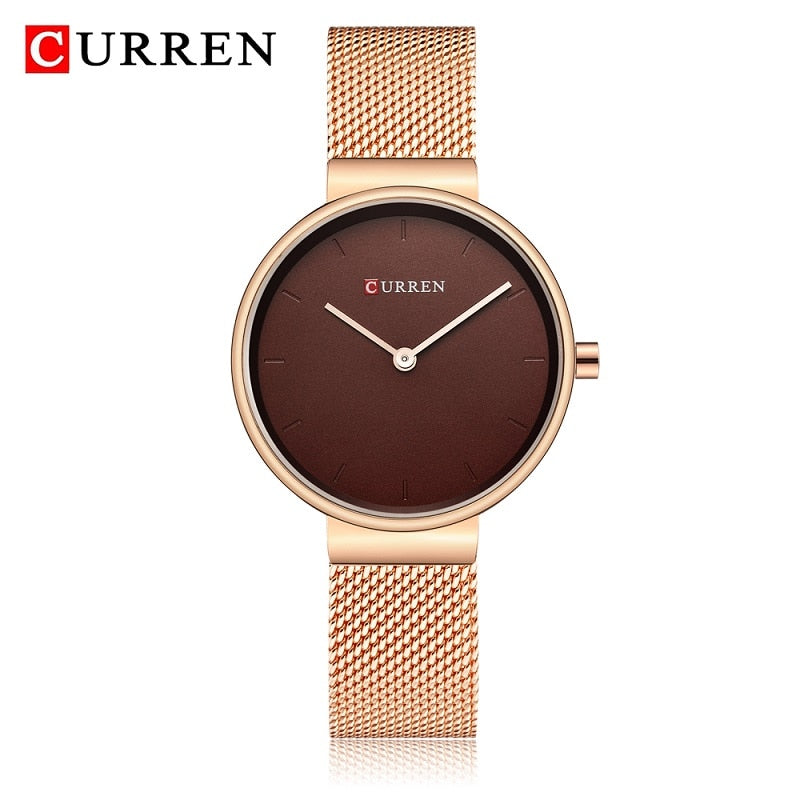 CURREN 9016 Ladies Quartz Watch Stainless Steel Mesh Analog Wristwatch eprolo