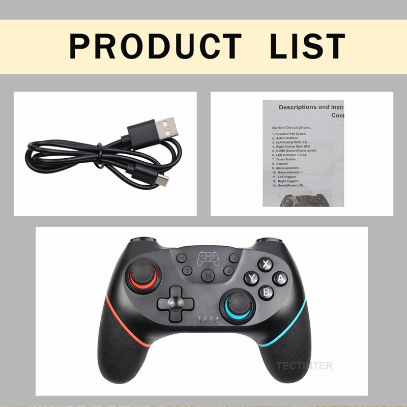 NS-L Wireless Bluetooth Gamepad Controller for Nintendo Switch Pro - 6-Axis Joystick eprolo