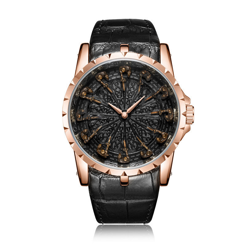 Luxury Knights Round Table Quartz Watch Men's Leather Strap Waterproof eprolo
