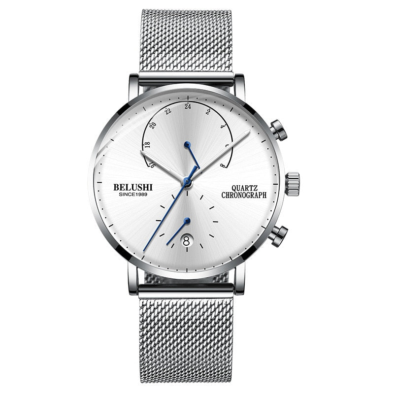 Belushi 537 Quartz Chronograph Men's Watch - Waterproof, Luminous, Leather/Stainless Steel Strap eprolo