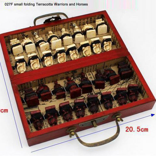 Terra Cotta Warriors Chess Set Portable Antique Folding Board Game eprolo