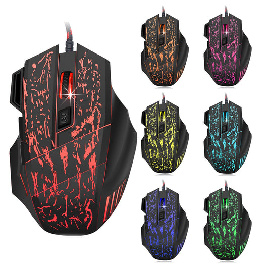 HXSJ Flow Crack 7D Gaming Mouse - 3200 DPI, 7 Buttons, RGB Breathing Lights eprolo