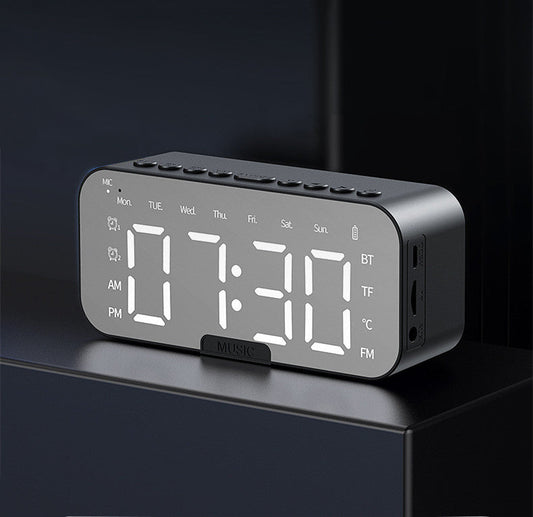 Bluetooth 5.2 LED Mirror Alarm Clock Speaker with FM & Temperature Display eprolo