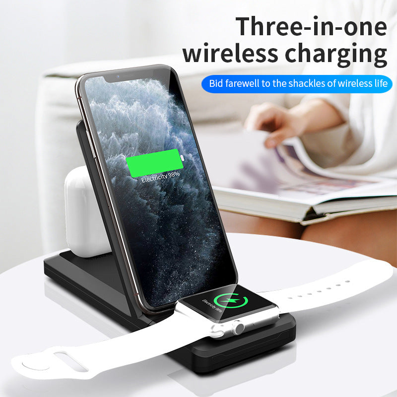 H6 3-in-1 Wireless Charger - 15W Fast Charging for iPhone, iWatch, AirPods - Foldable Stand (Black/White) eprolo
