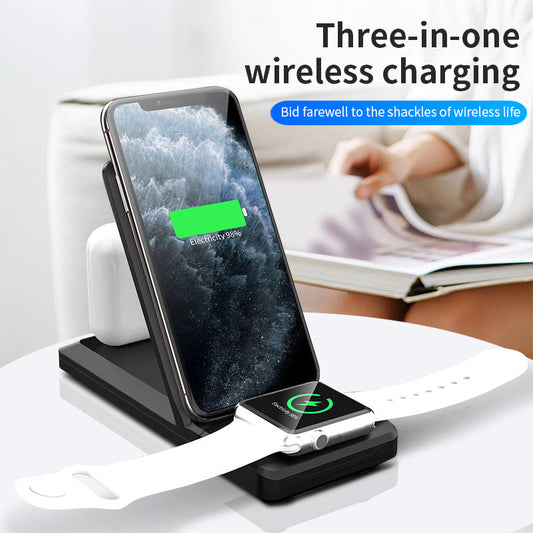H6 3-in-1 Wireless Charger - 15W Fast Charging for iPhone, iWatch, AirPods - Foldable Stand (Black/White) eprolo