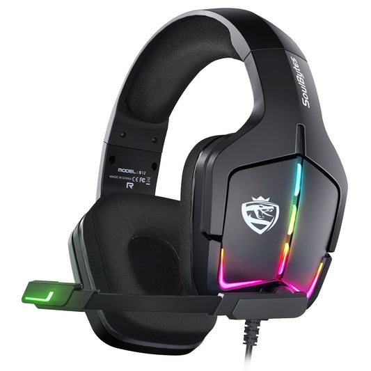 SoulBytes S12 RGB Gaming Headset, Stereo Sound Noise-Canceling Mic Multi-Platform eprolo