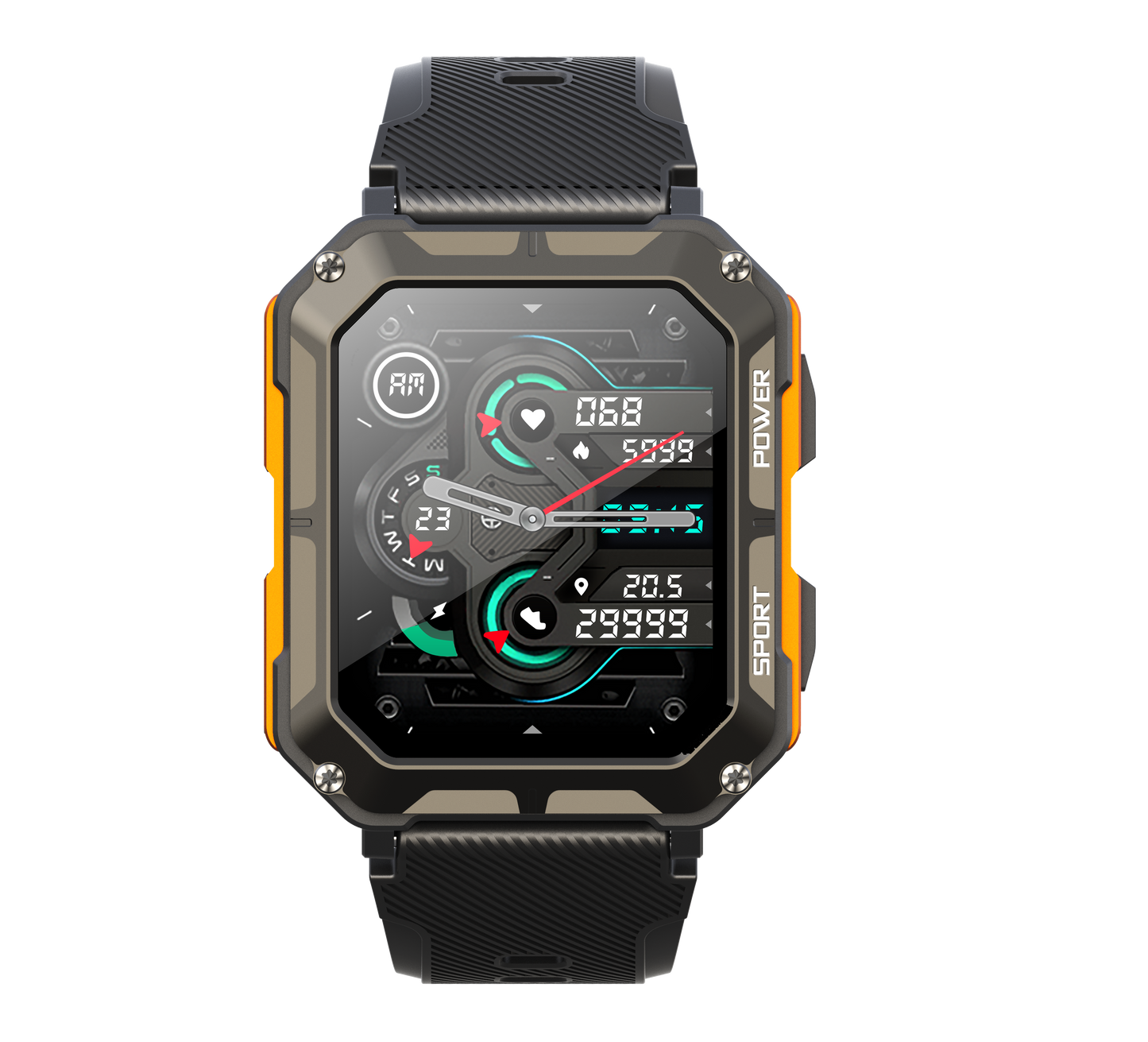 C20 Pro Smart Watch, Rugged Outdoor Design 1.83" HD Screen 123 Sports Modes eprolo