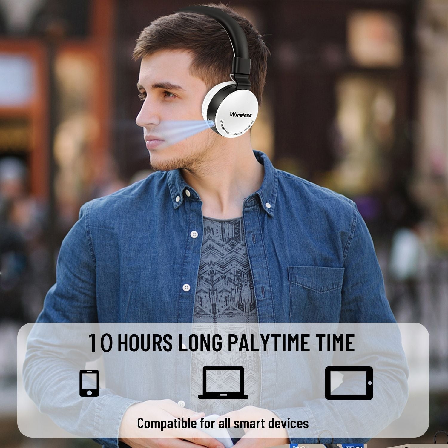AKZ‑B67 Bluetooth Headset with Flashlight & FM Radio – 10h Playtime eprolo
