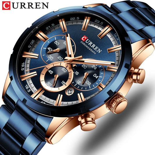 CURREN 8355 Luxury Men's Chronograph Quartz Watch Stainless Steel Sports Watch eprolo