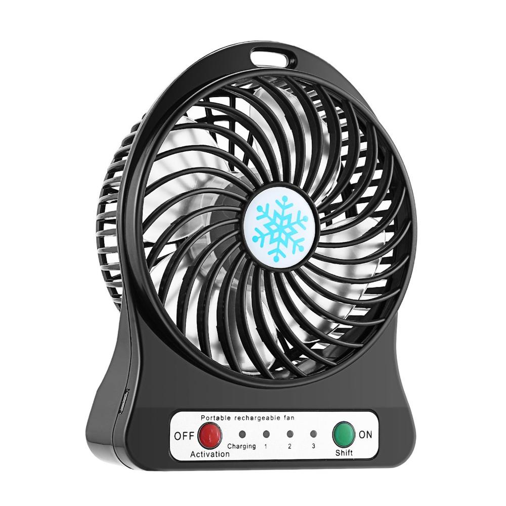 Mini Portable USB Rechargeable Fan - 4-inch 3 Speed Modes, LED Light, Desktop Cooler for Home, Office, Student eprolo