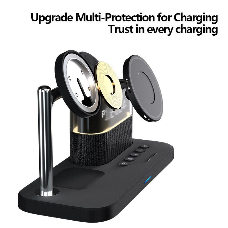 5-in-1 Magnetic Wireless Charging Station, Fast 15W Charger for iPhone, Apple Watch, AirPods w/ Night Light & Alarm Clock eprolo