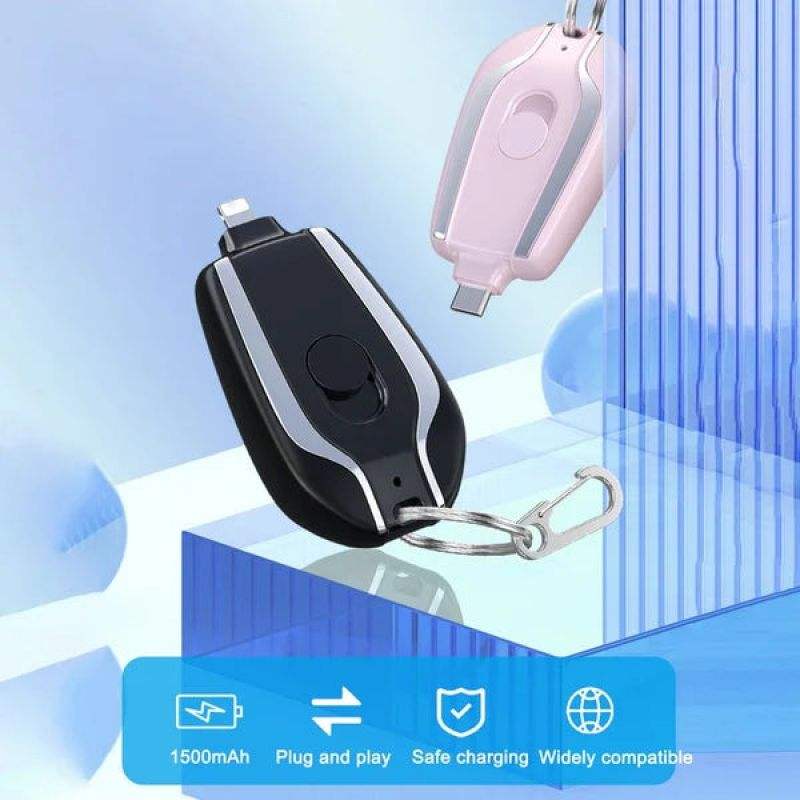 Mini Key Chain Portable Charging Power Bank 1500mAh Wireless Emergency Power eprolo