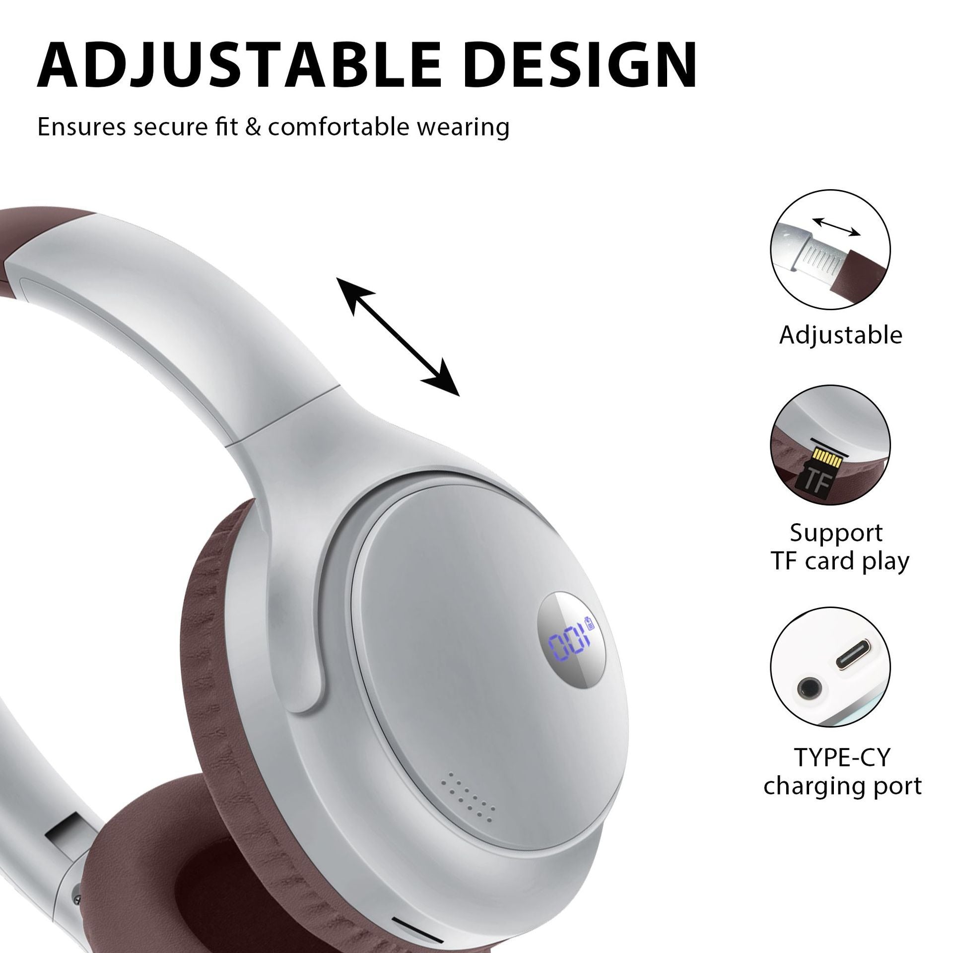 AKZ-16B Bluetooth Headset with LED Battery Display – 20h Playtime, Foldable eprolo