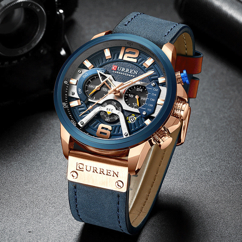 CURREN 8329 Men's Chronograph Leather Strap Sport Watch, 48mm eprolo
