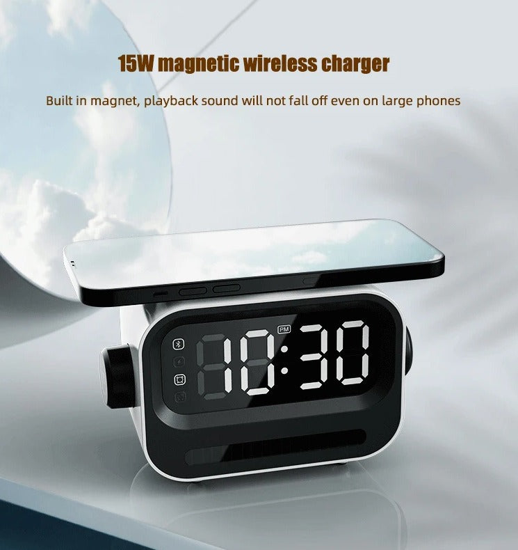 Bluetooth Alarm Clock Speaker w/ 15W Wireless Charger & RGB LED Light eprolo