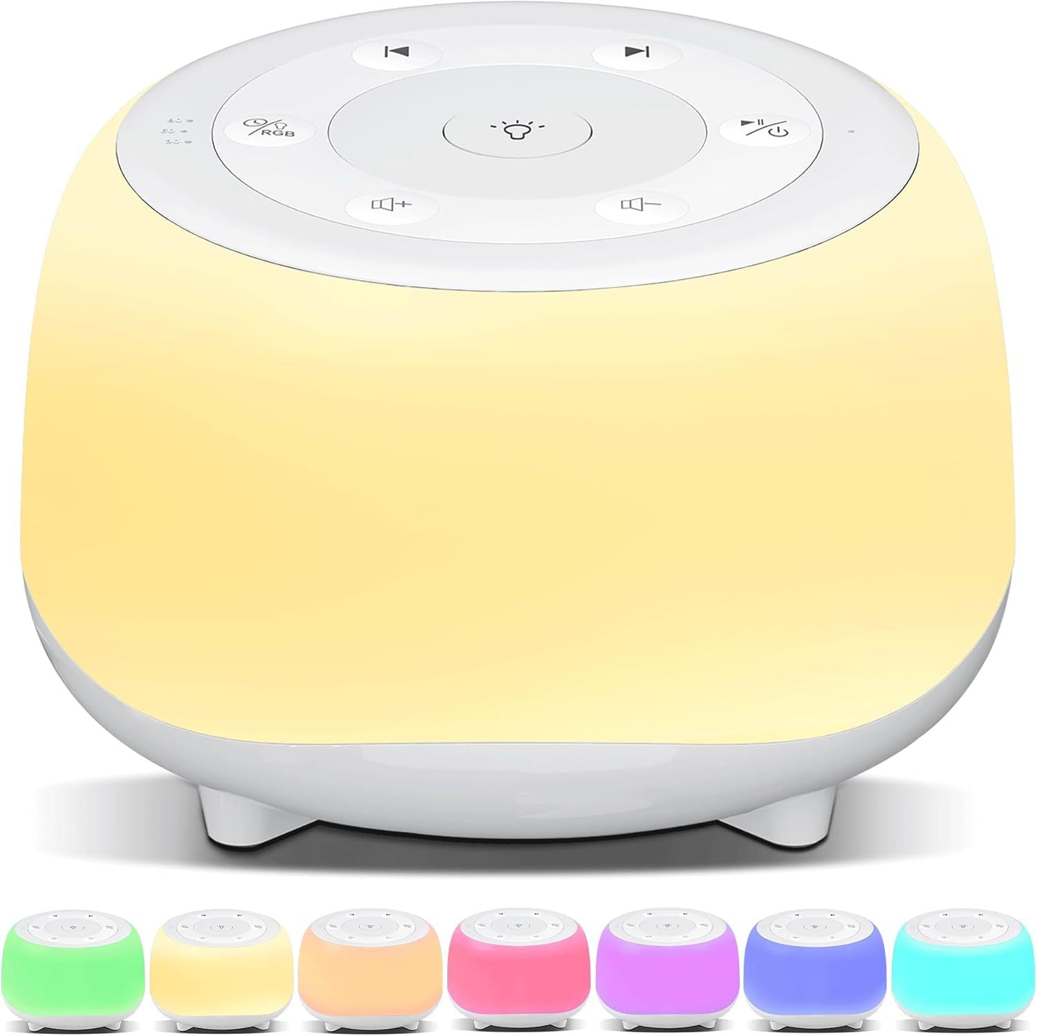 MBZ203 Baby Sleep Soother Speaker: 34 Sounds 7-Color Night Light Timer Portable eprolo