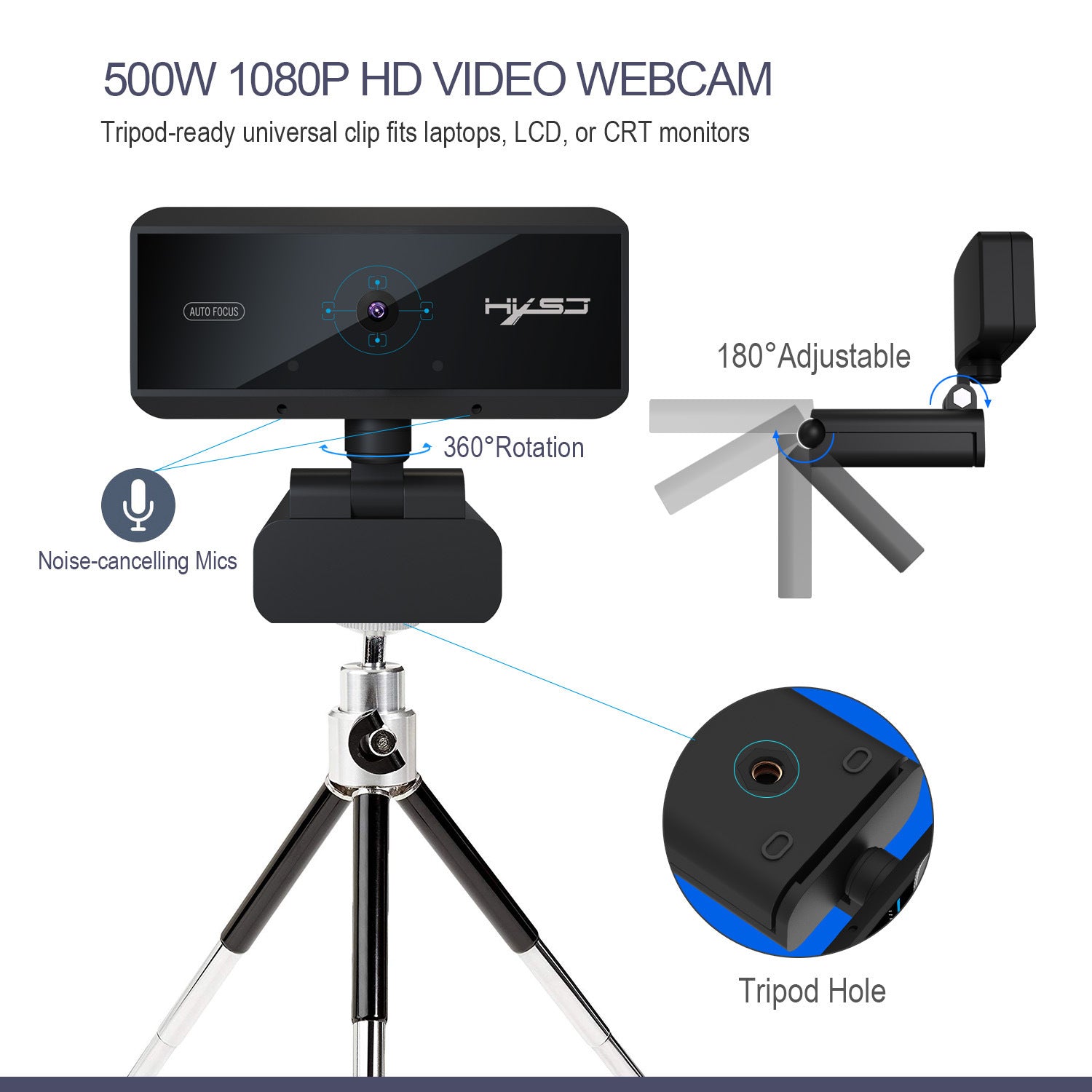 HXSJ S3 5MP Autofocus Webcam w/ Privacy Cover, 1080P HD Computer Camera for Video Calls - Lumic Deals