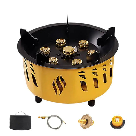 Outdoor Windproof Camping Stove, 7-Core Gas Burner with Carrying Bag eprolo