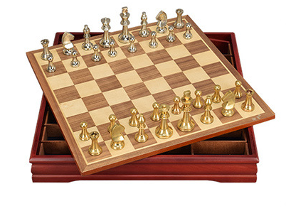 Elegant Metal Chess Set with Storage Box – 37.5cm Board, 2.14kg eprolo