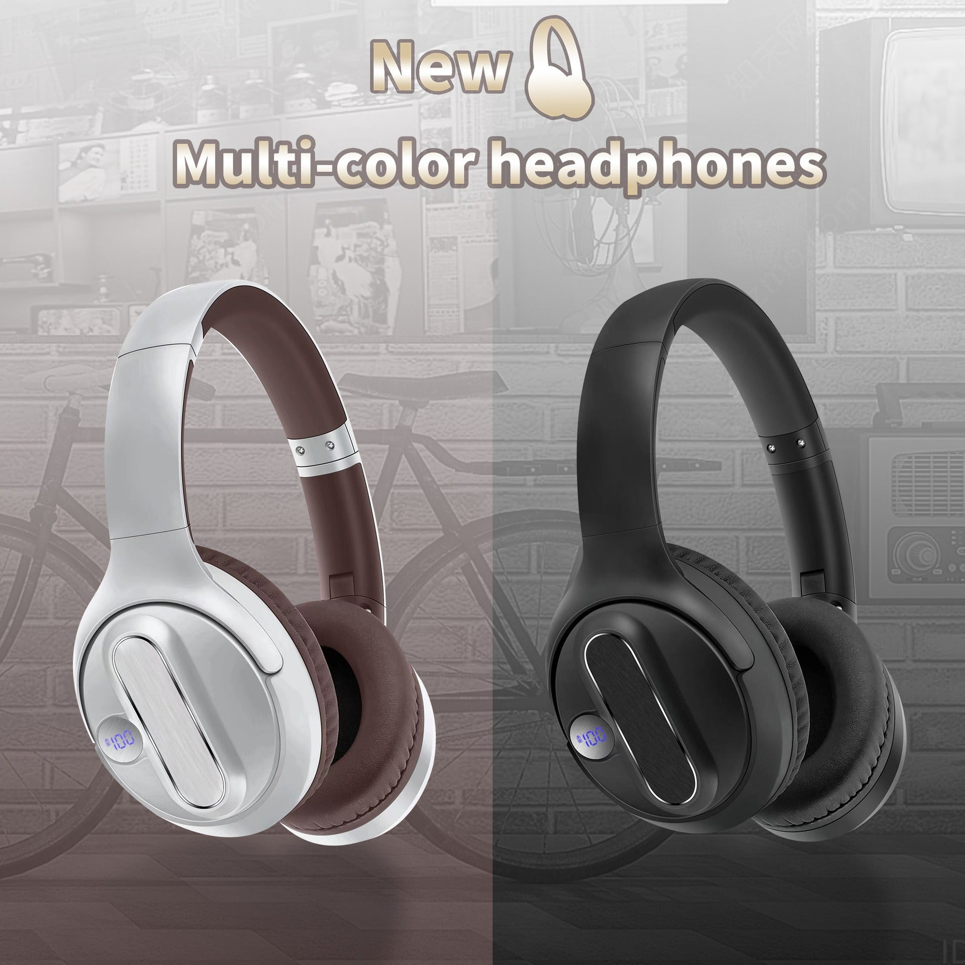 AKZ-13B Retro Bluetooth 5.3 Headphones, Foldable, 17H Playtime, Battery Display eprolo