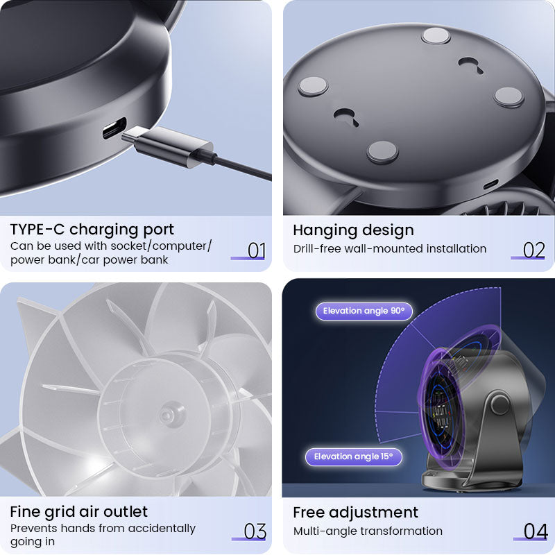 100-Speed High-Speed Circulating Fan, 6-Inch Turbo Desktop Electric Fan with Digital Display, Quiet & Portable eprolo