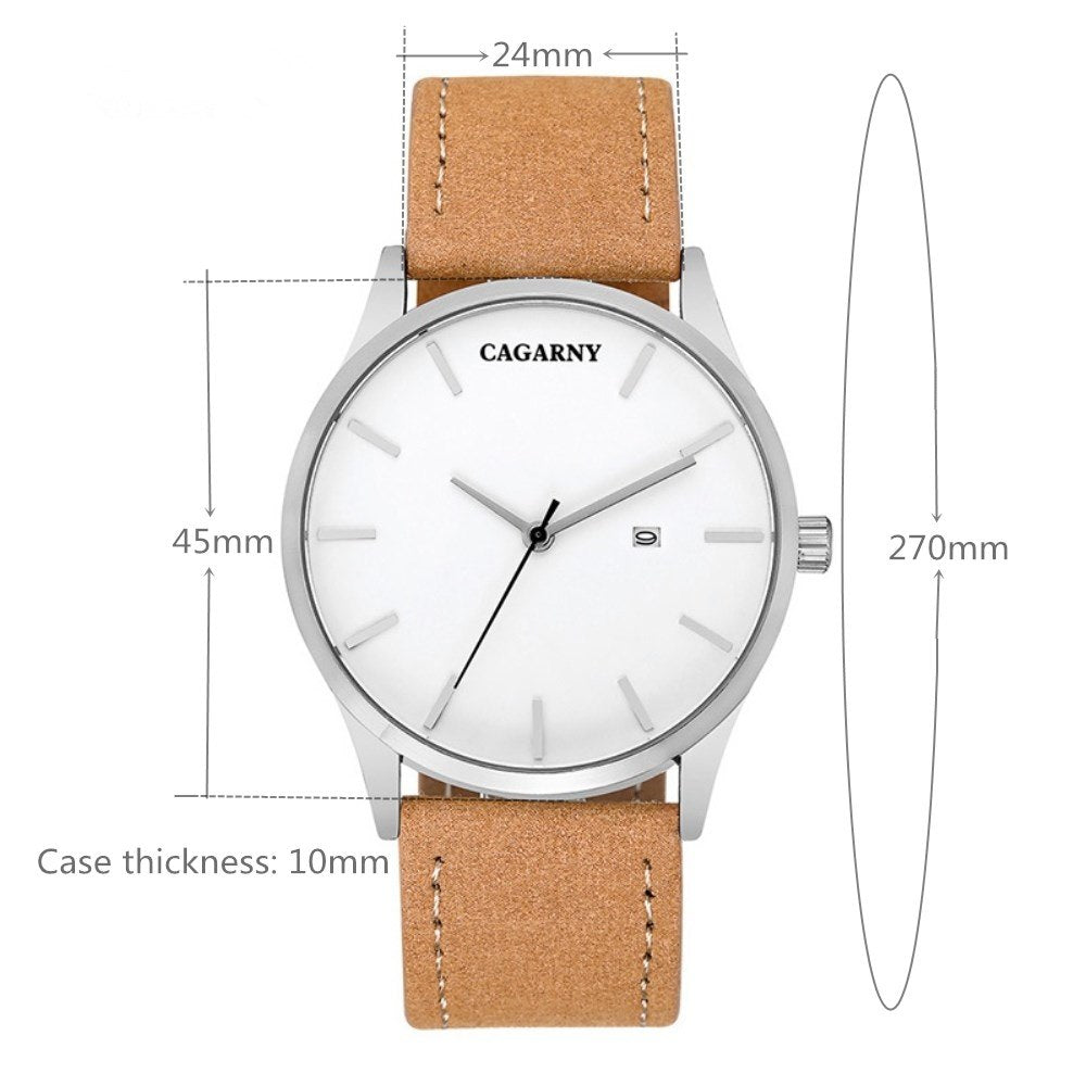 CAGARNY 6850 Military Quartz Watch, Leather Strap, Waterproof Sport Style eprolo