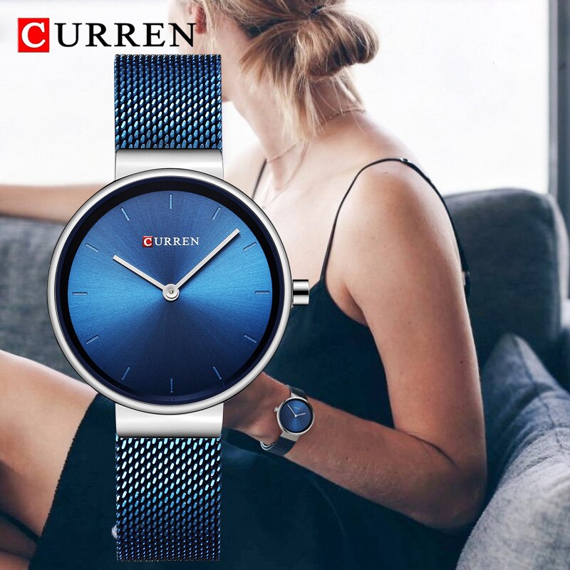 CURREN 9016 Ladies Quartz Watch Stainless Steel Mesh Analog Wristwatch eprolo
