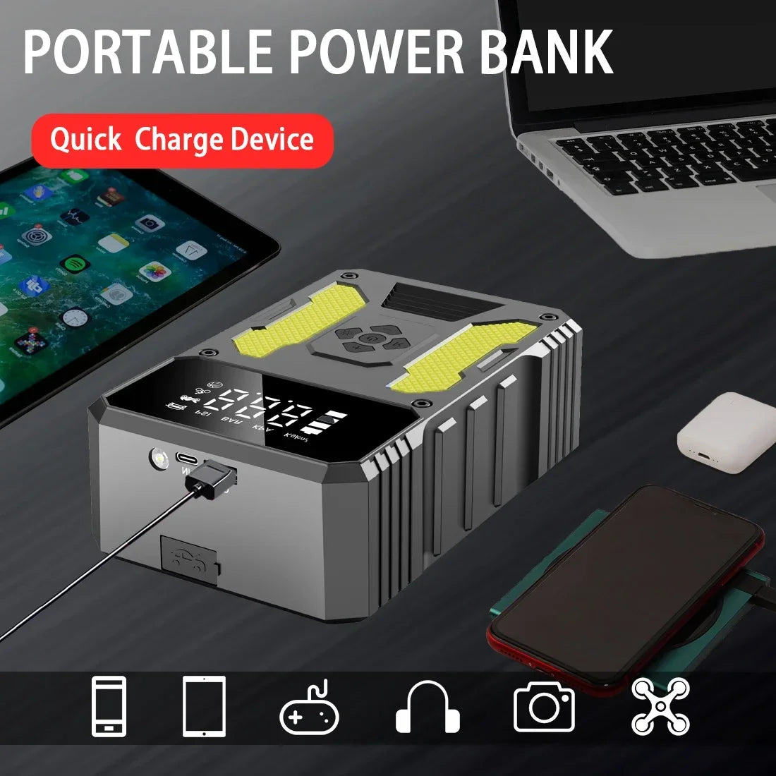 A22 Car Jump Starter with Air Compressor, Power Bank, 12V Battery Booster eprolo