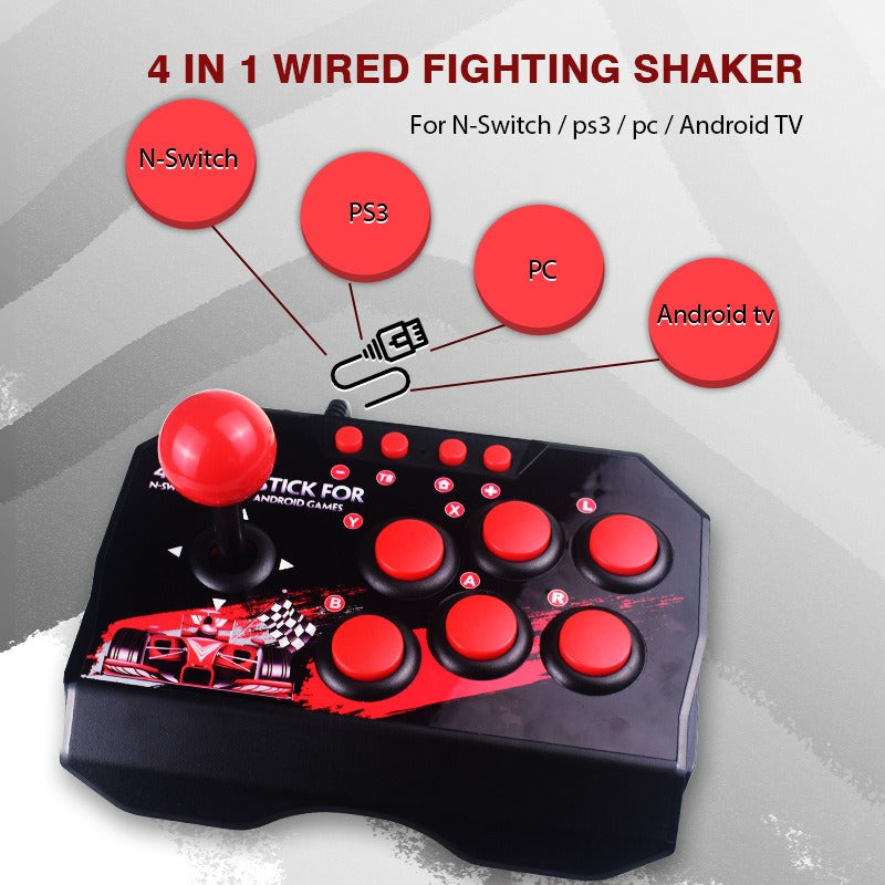 4-in-1 Wired Arcade Fight Stick for Switch/PC/PS3/Android, Turbo Mode Dual Play eprolo