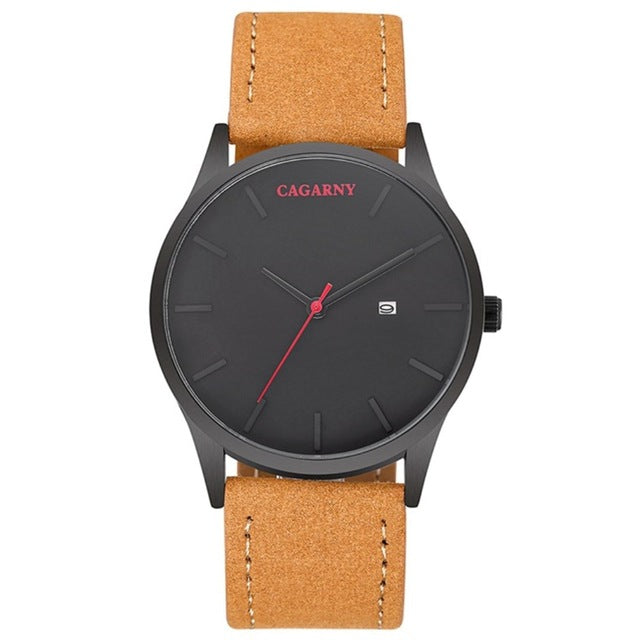 CAGARNY 6850 Military Quartz Watch, Leather Strap, Waterproof Sport Style eprolo