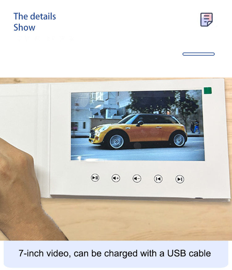 7" IPS Video Greeting Card, Customizable, Auto-Play, Rechargeable Battery eprolo