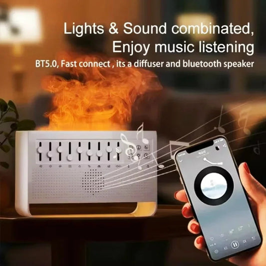 C221 Bluetooth Speaker Humidifier w/ 8 White Noise & Flame Night Light eprolo
