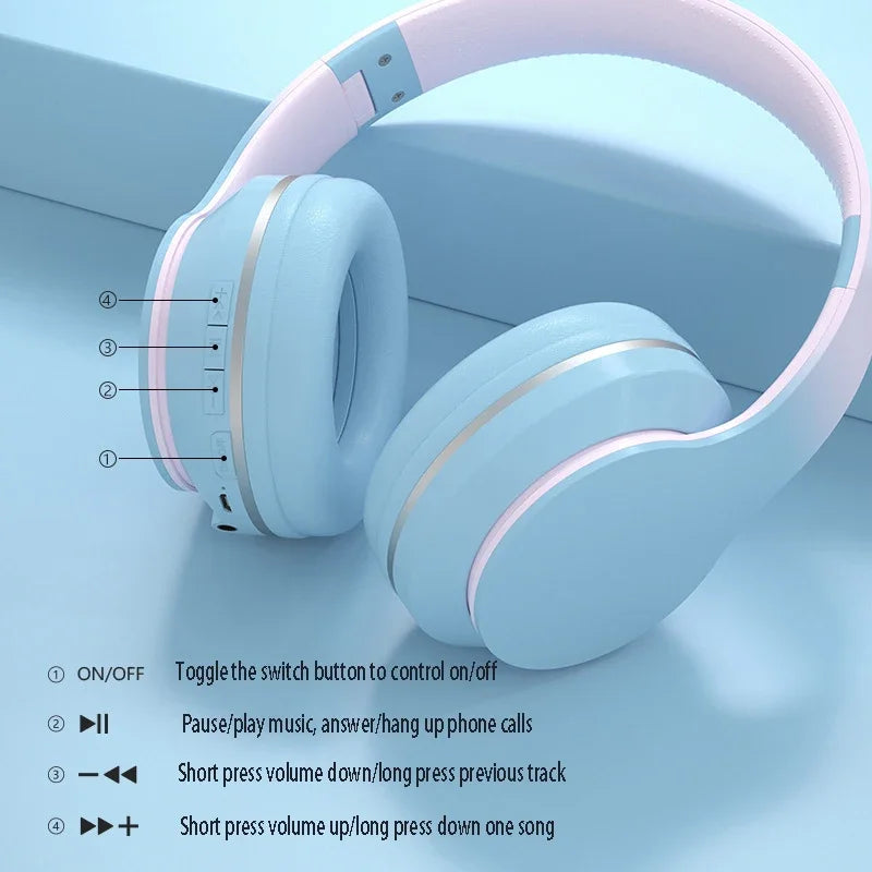 DR56 Wireless Bluetooth Headset with Gradient Design, 40MM Bass, 50H Playtime, Foldable, Dual Mode for Gaming/Calls eprolo