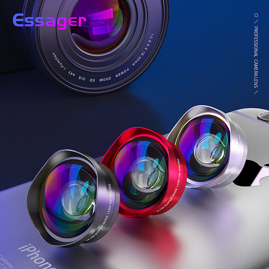 ESSAGER 4K Wide Angle & 15X Macro Lens for iPhone Huawei Samsung - 0.6X Distortion-Free HD Mobile Camera Lens eprolo