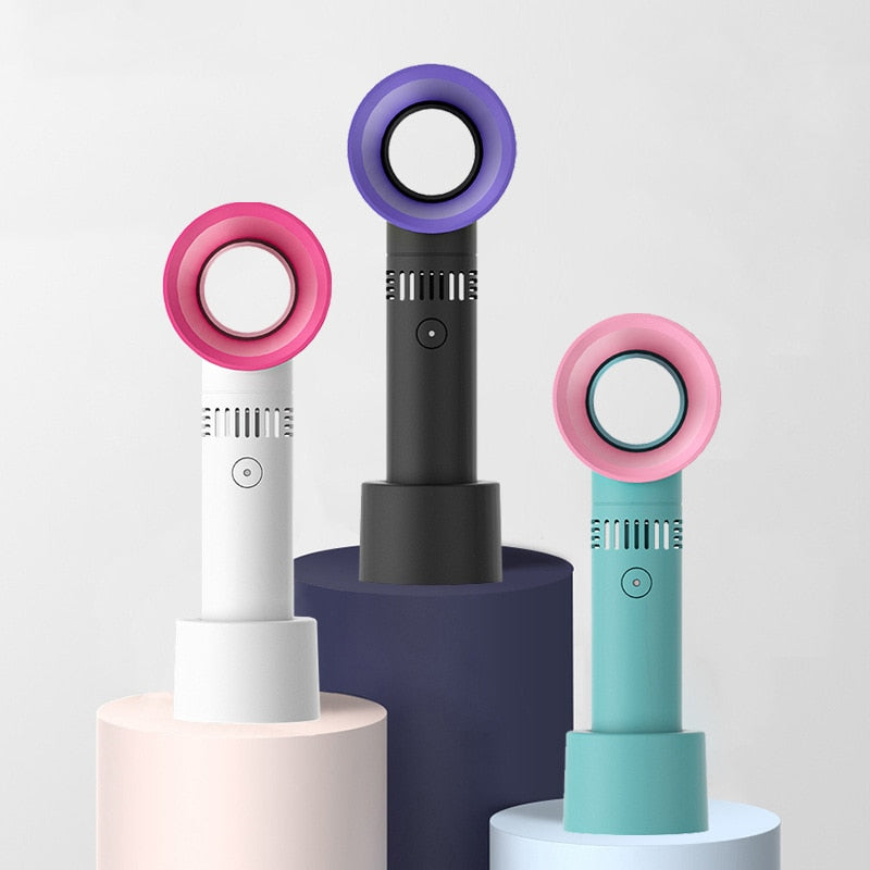 Portable Bladeless Fan USB Rechargeable - 3 Speed, Handheld & Desktop, 1200mAh Battery eprolo