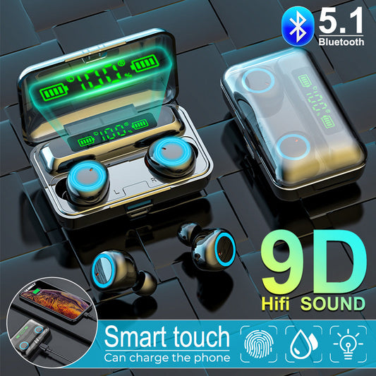 F9 Wireless TWS Bluetooth 5.1 Earbuds LED Display Power Bank Touch Control IPX7 eprolo