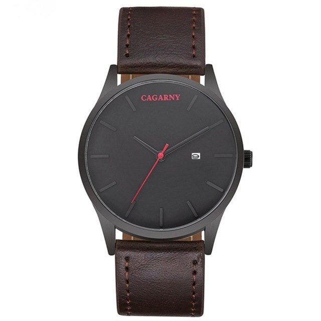 CAGARNY 6850 Military Quartz Watch, Leather Strap, Waterproof Sport Style eprolo