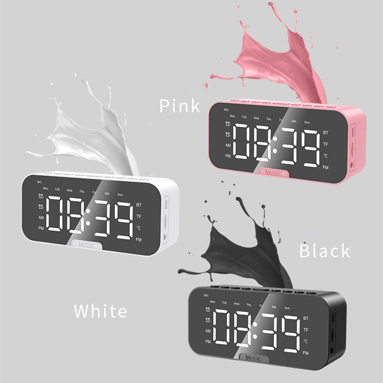 Bluetooth 5.2 LED Mirror Alarm Clock Speaker with FM & Temperature Display eprolo