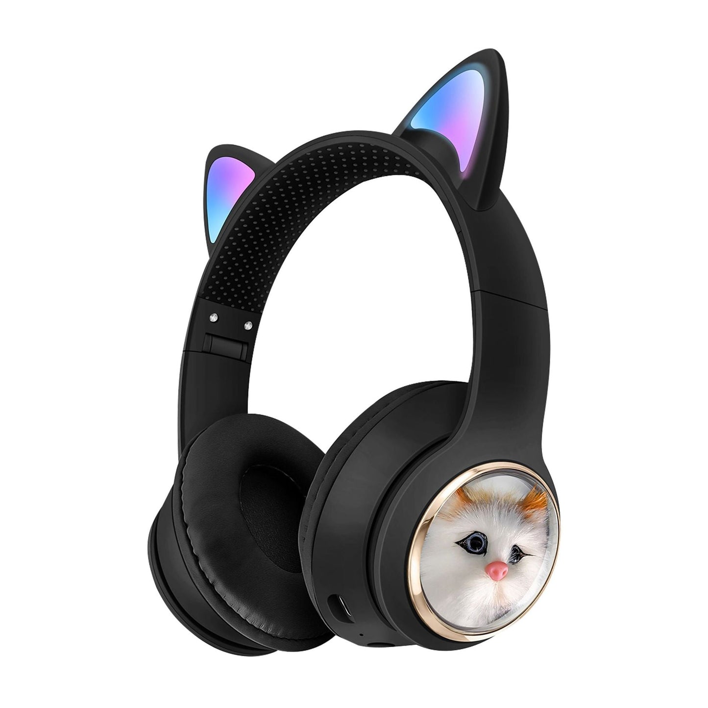 AKZ-09 Cat Face Ear Bluetooth Headphones Foldable LED Lights Stereo Sound eprolo