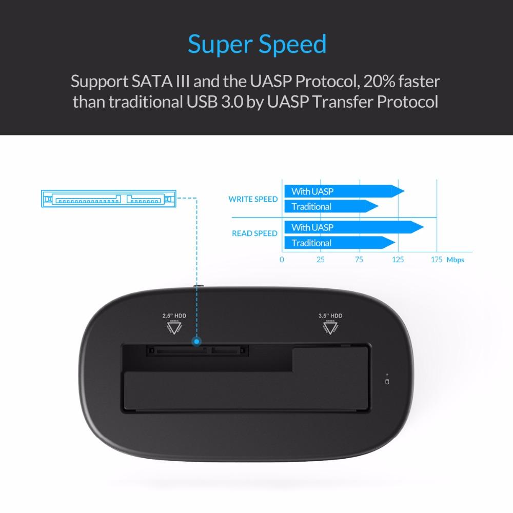 ORICO UASP HDD Docking Station 5Gbps USB 3.0 to SATA for 2.5/3.5 inch HDD SSD eprolo