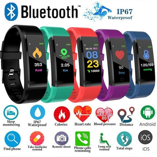115 Plus Bluetooth Smart Watch – Heart Rate Monitor, Fitness Tracker, Waterproof, OLED Touch Screen, Sleep Monitor eprolo