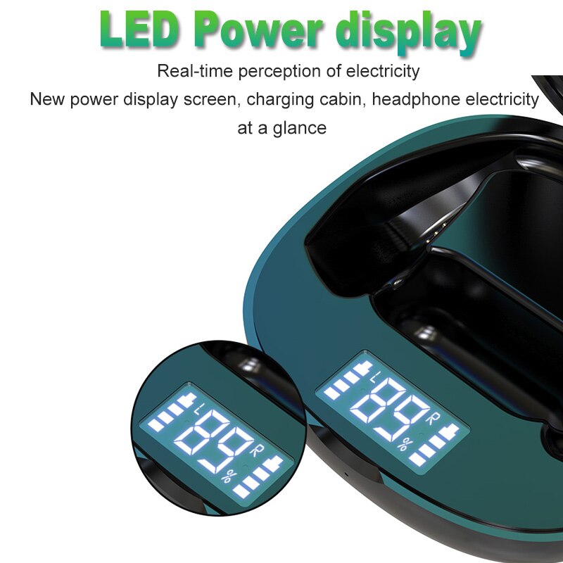 T11 LED Display Bluetooth Earphones - Wireless 8D Stereo, IPX5 Waterproof, 800mAh Charging Case eprolo
