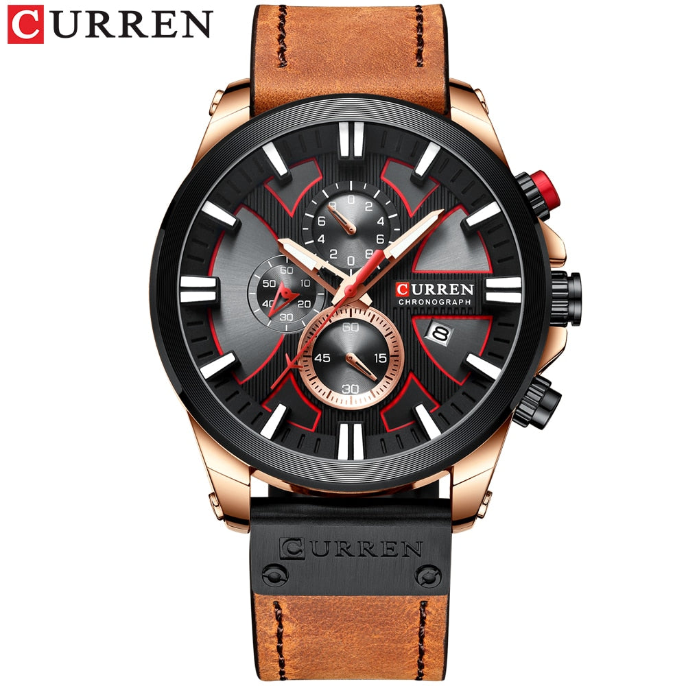 CURREN 8346 Chronograph Men's Watch - Sport Quartz Leather Strap Waterproof eprolo