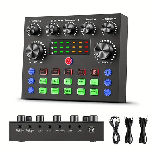 V8S Audio Mixer with Voice Changer - Dual DSP Sound Card for Karaoke, Live Streaming, Podcasting, and Gaming eprolo