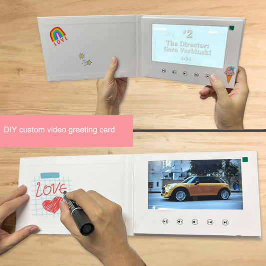 7" IPS Video Greeting Card, Customizable, Auto-Play, Rechargeable Battery eprolo